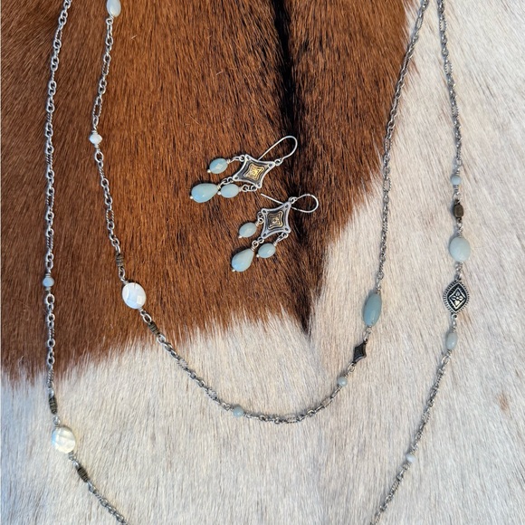 James Avery Jewelry - James Avery Retired Tessares Amazonite Silver & Bronze Earrings & Necklace SET